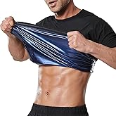 Towintec Sauna Shirt for Men Short Sleeve Sweat Suit Heat Trapping T-shirt Weight Loss Hot Suits Sports Gym Workout Shapewear