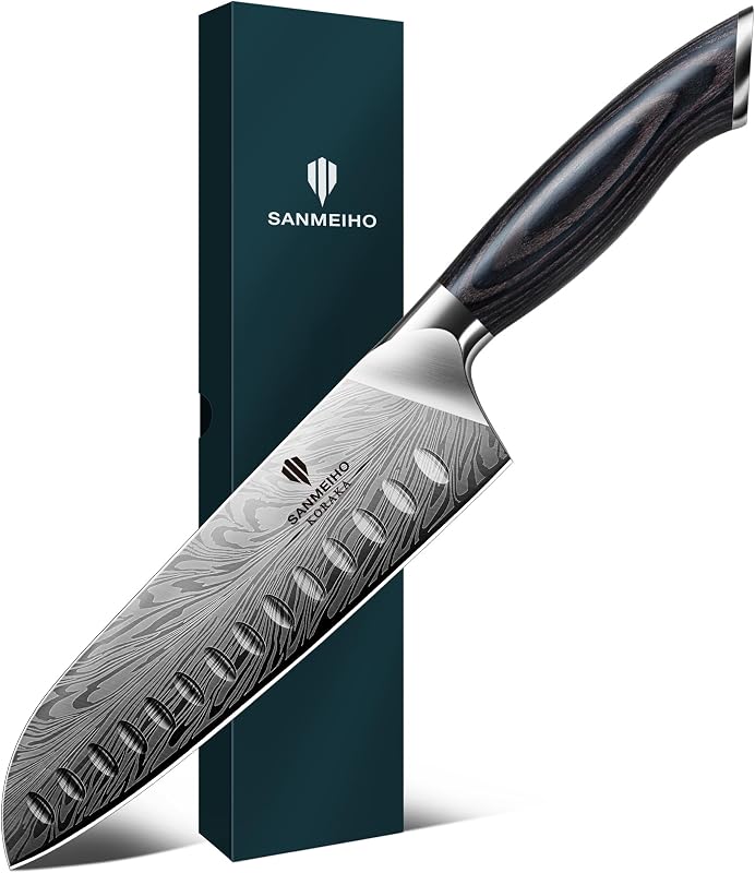 Santokumesser Japanisch 18cm Pulverstahl, Kochmesser Küchenmesser — Foto 1 von 8