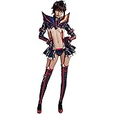 miccostumes Womens Costume Young Lady Cosplay Hollow Out Top Skirt with High Stockings