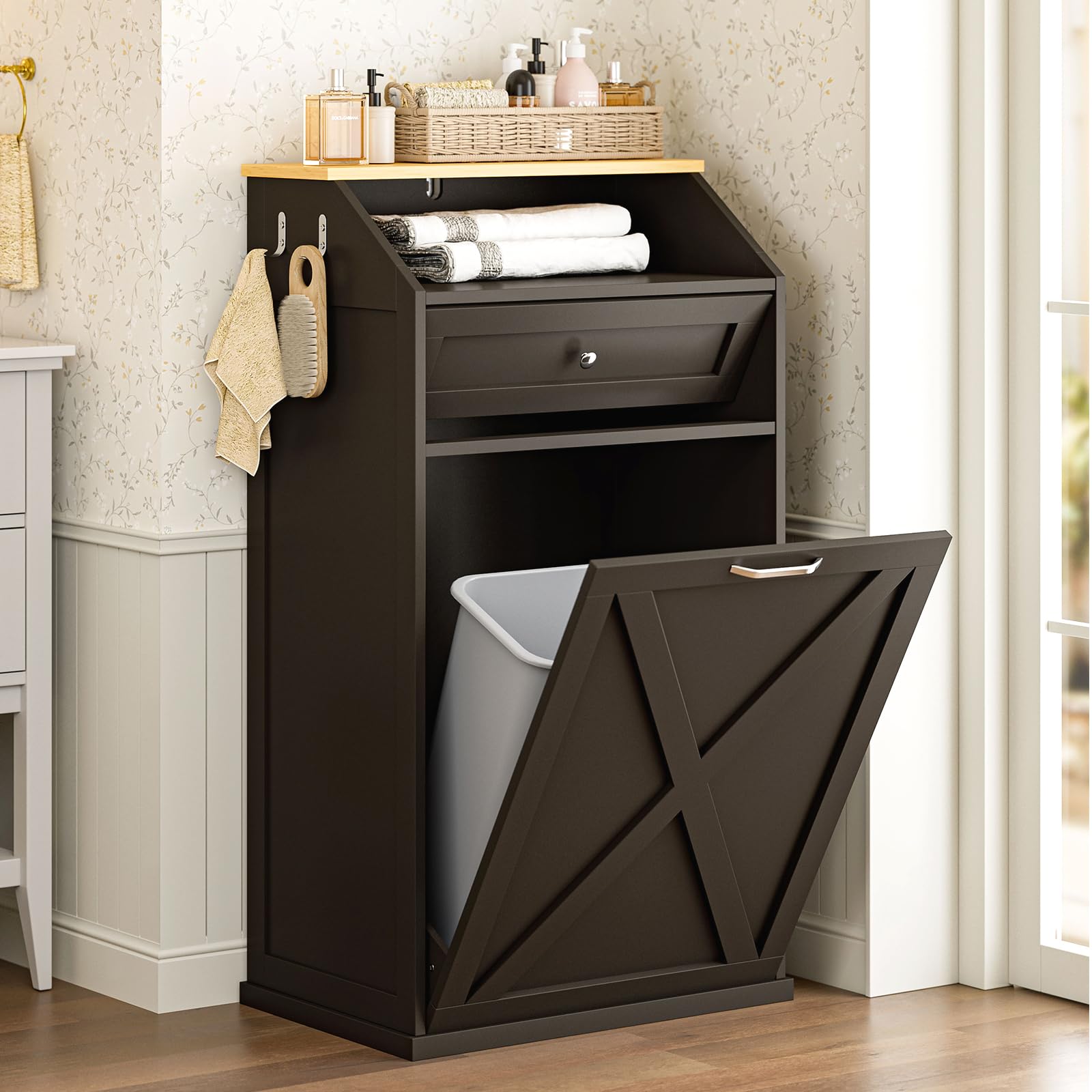 GAZHOME 13 Gallon Tilt Out Trash Cabinet, Upgrade