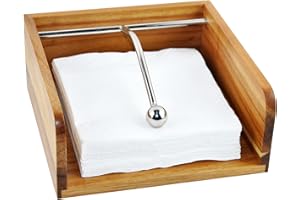 Spiretro Cocktail Paper Napkin Flat Holder, Decorative Beverage Napkin Caddy with Sophisticatedly Metal Center Bar, Solid Aca