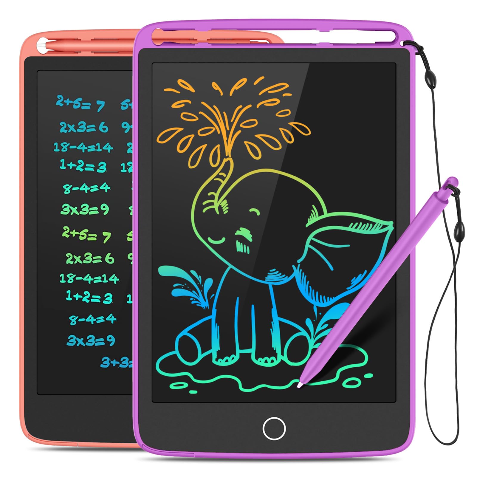 Photo 1 of 2 Pack LCD Writing Tablet, Colorful Screen Doodle Board 8.5 Inch Drawing Tablet for Kids, Learning Toys Birthday Gifts Travel Activity Games for 3 4 5 6 Year Old Boys and Girls Toddlers?Purple Pink?