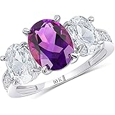 MAX + STONE Solid 10K Gold Gemstone Rings for Women | Three Stone Birthstone Rings in Sizes 6 to 8 | Anti Tarnishing Real 10kt Gold Statement Cocktail Ring with Gift Box