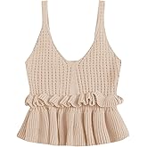 SweatyRocks Women's Casual Sleeveless Peplum Tops Ruffle Hem Cropped Knit Sweater Vests