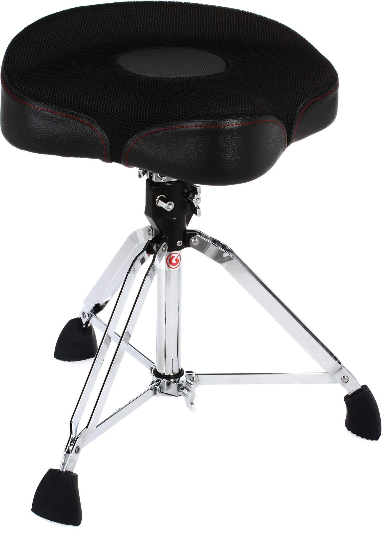 Gibraltar Drum Stool 9000 Series Air Tech Motorcycle Pro Series Saddle 2-Tone, 9608MW2T (Diameter: 43cm, Dry-Mesh Fabric Seat, Super Lock, 'Super Foot' Rubber Feet)