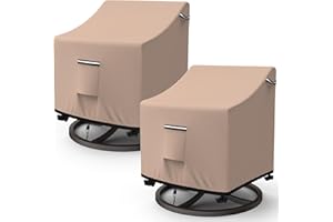 HOLDCOVER Patio Chair Covers, 2 Pack Lawn Outdoor Furniture Chair Covers with Air Vent, 500D Heavy Duty Chair Cover for Lawn Lounge Deep Seat, Patio Dining Chair and High-Back Chair (Khaki, 32"W x 37"D x 36"H)