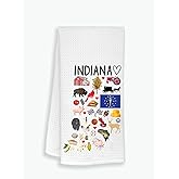Moonlit93 Indiana State Map Kitchen Towel, U.S. State Souvenir Tea Towel, Multi-Purpose Towel, Soft & Absorbent Kitchen Towel, Towel for Indiana Lovers, Travel Indiana Souvenir