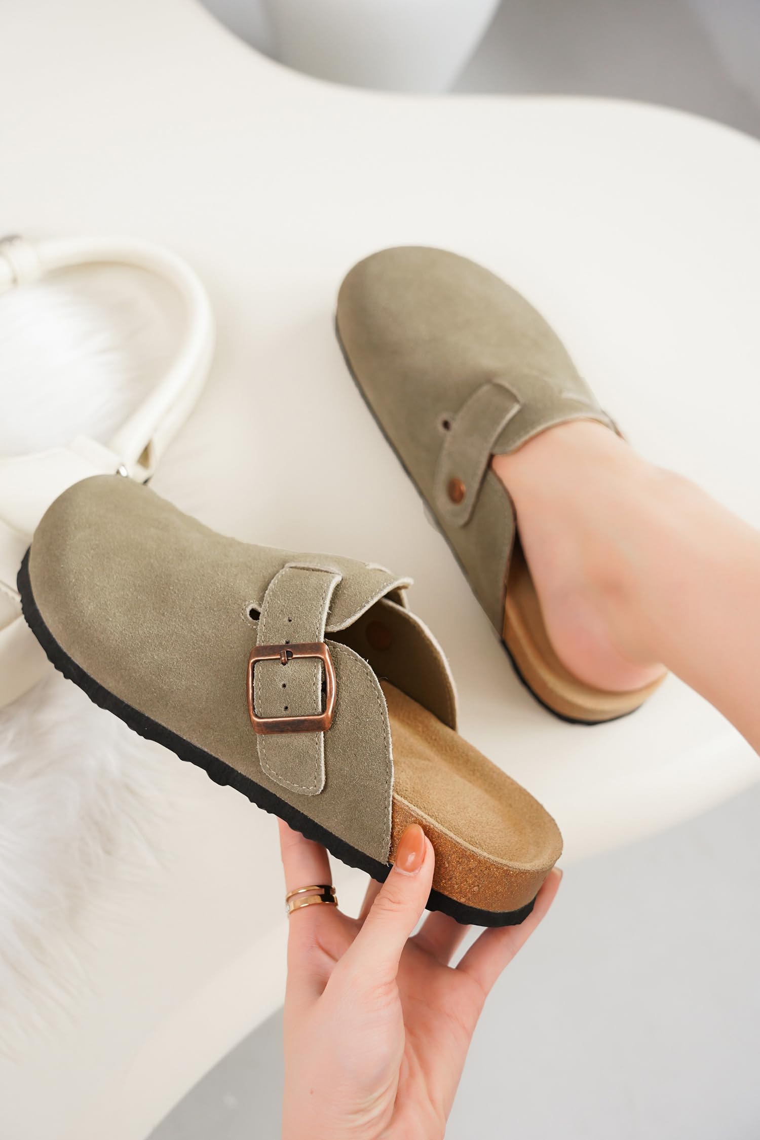 Project Cloud Genuine Leather Footbed Clogs for Women - Memory Foam Arch Support Slippers for Women - Trendy Slip-ons Women's Mules & Clogs Sandals (Benton)