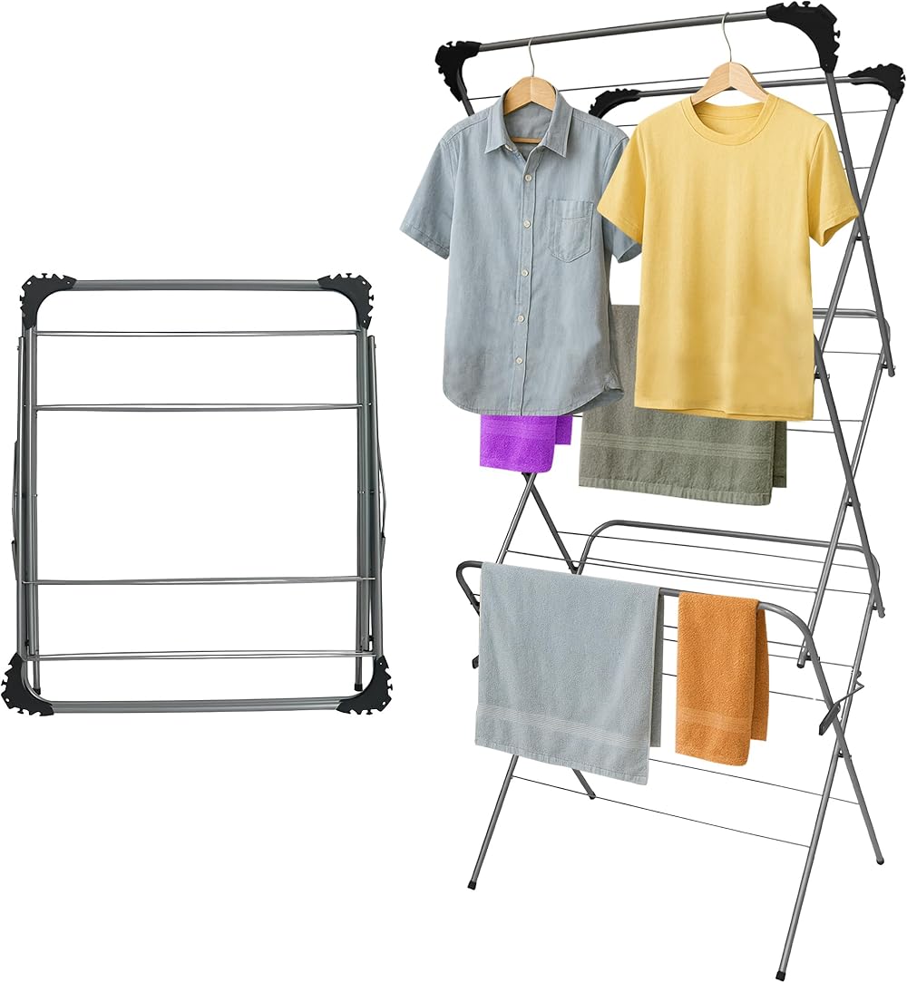 SIC 3 Tier Clothes Airer, 15m Drying Space, Foldable Indoor/Outdoor Rack