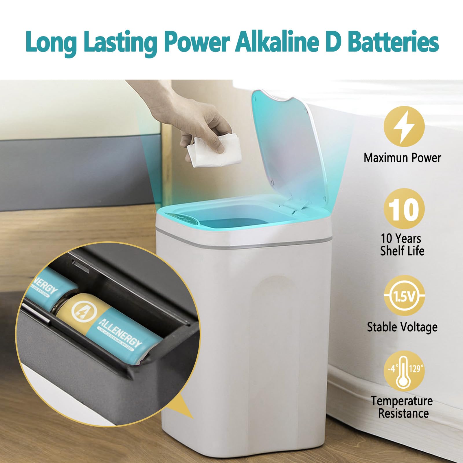 D Batteries 4 Pack LR20 1.5V Alkaline Battery Long-Lasting, 10-Year Shelf Life