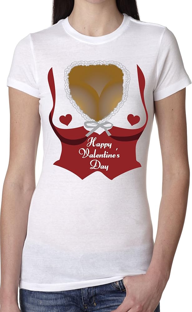 Valentines Day Cleavage Funny T Shirt Hearts Relationship Tee For 9481