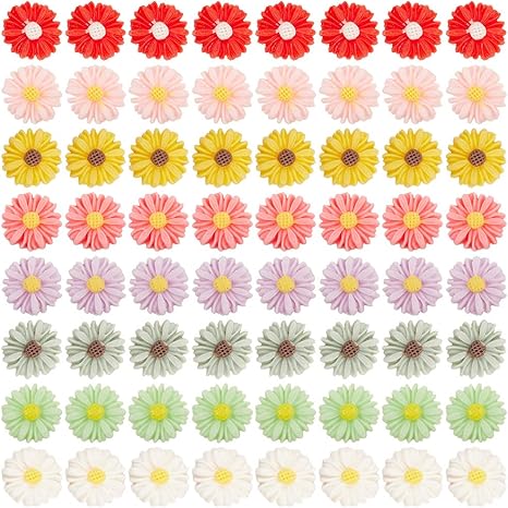 Amazon Sunnyclue 1セット80個8色 アクリルカボション カボション マーガレット 雛菊 花 樹脂製 レジンカボション ヘアピンパーツ ブローチ レジン封入 ヘアゴム ヘアパーツ ヘアアクセサリー スパンコール フラットバック マカロン系 貼り付け スマートホン デコパーツ