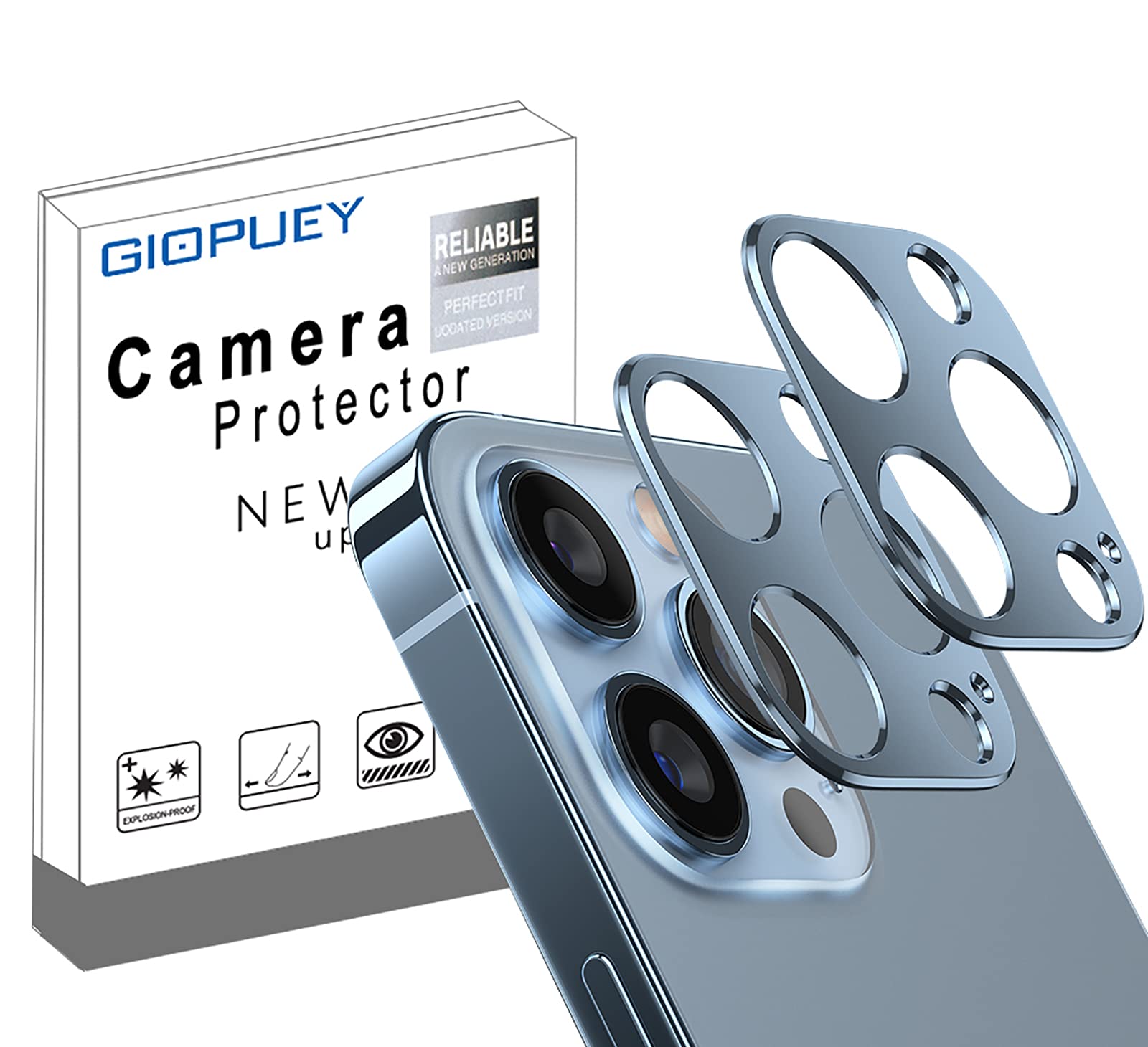 GIOPUEY iPhone 13 Pro Max Camera Lens Protector, 2 Pack, Aluminum Alloy, Does Not Affect Imaging