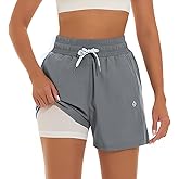 HODOSPORTS Women's 4'' Swim Shorts Quick Dry Board Shorts with Boxer Liner Pockets Swimsuit Bottoms