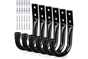 SWANLAKE GARDEN TOOLS Heavy Duty Garage Storage Hooks, 6-piece Bike Hooks for Garage Wall, Utility Garage Hooks, Wall Mount J Hook for Hanging, Large Metal Storage Organizer Tool, Extension Cord Hanger