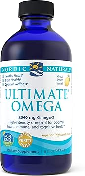 Amazon Com Nordic Naturals Ultimate Omega Liquid Lemon Flavor 2840 Mg Omega 3 8 Oz High Potency Omega 3 Fish Oil Supplement With Epa Dha Promotes Brain Heart Health Non Gmo
