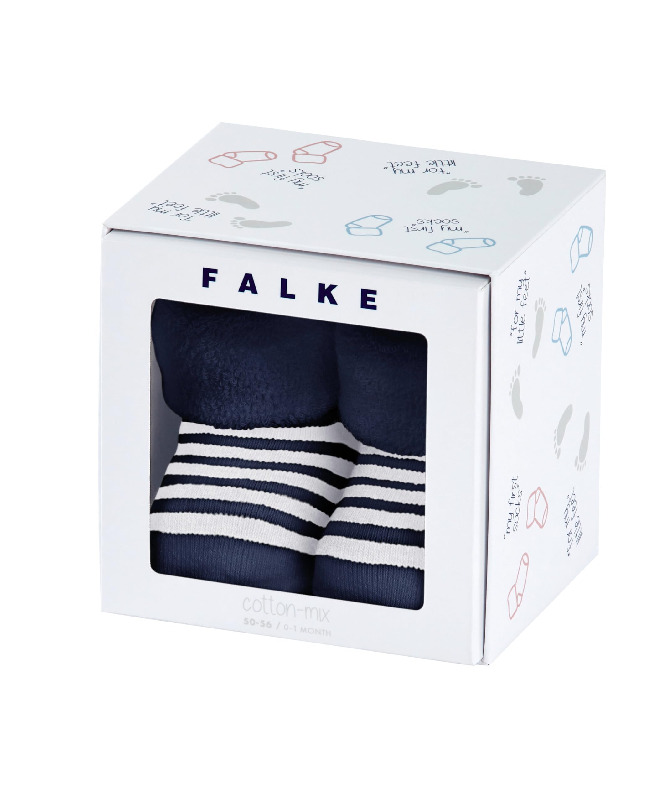 FALKE Unisex Baby Erstlingsringel B So Cotton Plain 1 Pair Socks, Blue Marine 6120, 1-6 months