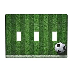 Pznen Triple Toggle Wall Plate, Green Football