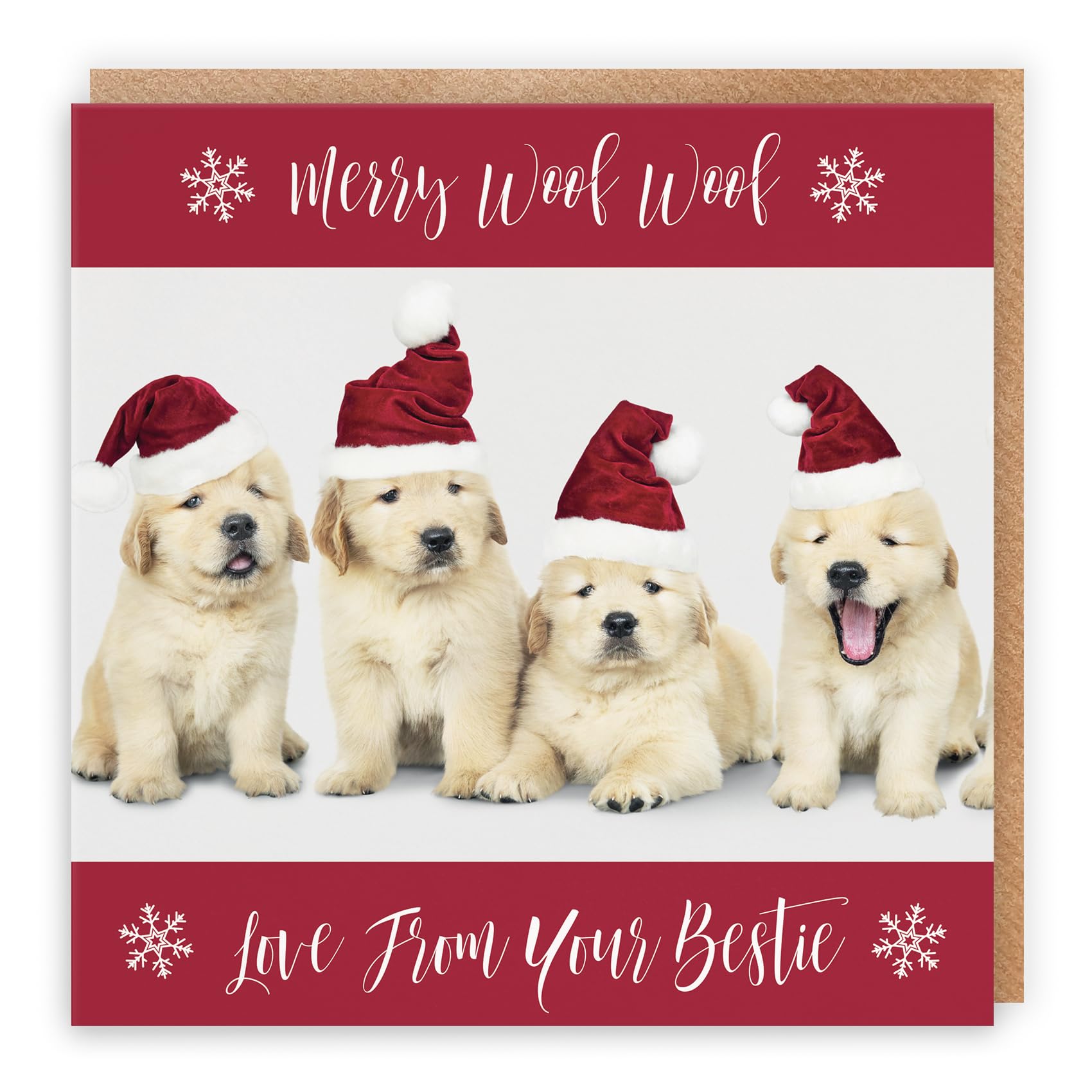 Hunts England - Christmas Card From The Dog - Merry Woof Woof - Love From Your Bestie - Puppy Collection - Fun Xmas Card