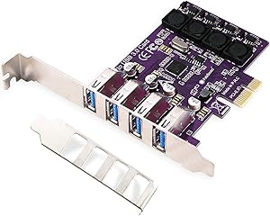 FebSmart PCI Express(PCIe) 4 Ports USB 3.0 Expansion Card for Windows XP,7,Vista,8,8.1,10 Desktop Computer-Superspeed 5Gbps Banwidth-Build in Self-Powered Technology(FS-U4L-Pro Purple)