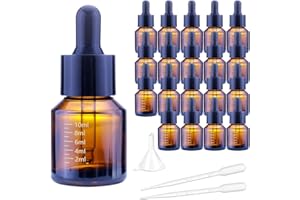 Matifaner 15ml Dropper Bottles with Measurement, Glass Essential Oil Jars Amber, 1/2 oz Bottles with Glass Eye Dropper for Es