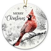 Red Cardinal Christmas Ornament 2025 - Cardinal Gifts for Women Man, Ceramic Bird Ornaments for Christmas Tree Decorations, Cardinals Decor Memorial Gift, Unique Animal Lover Gifts for Friends