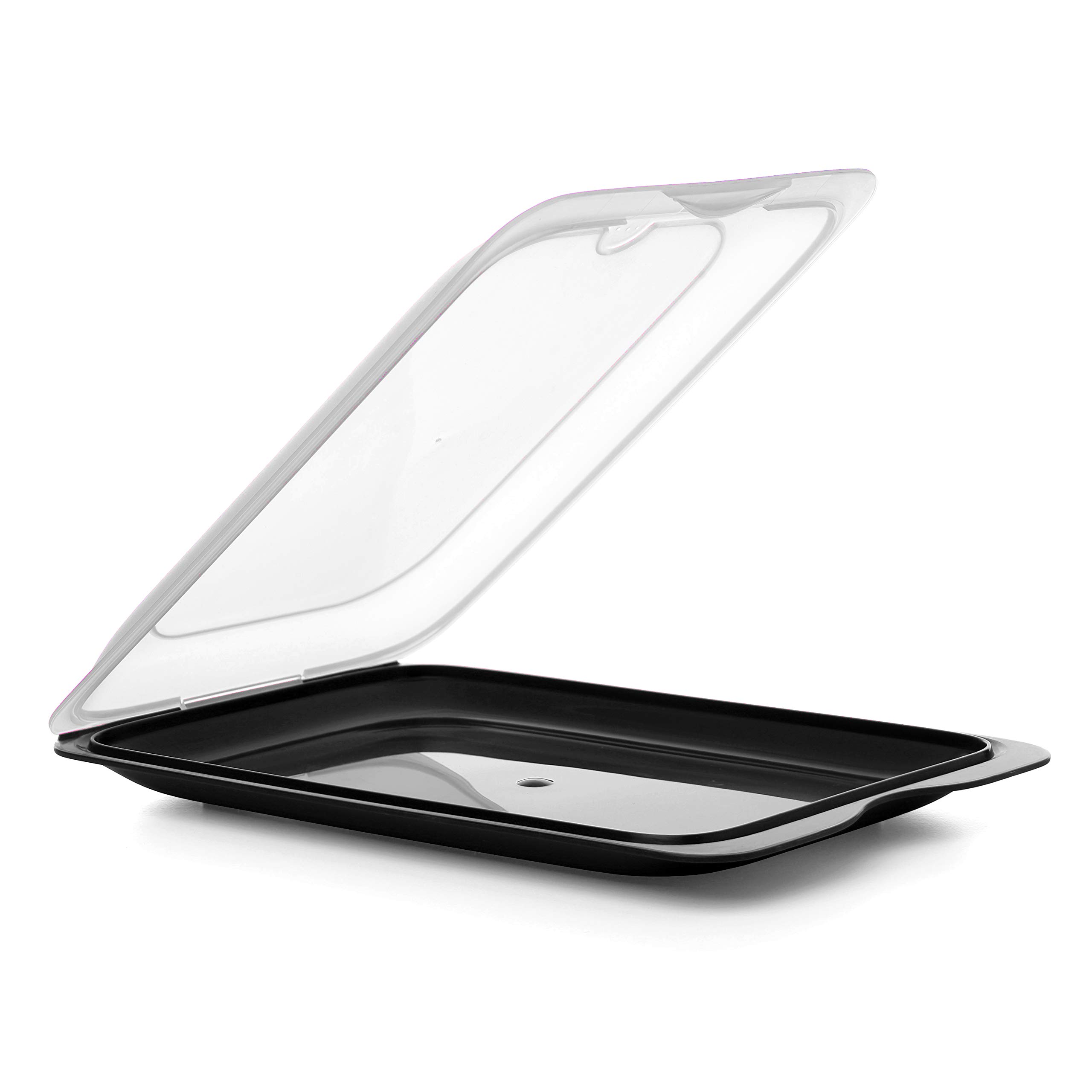 TATAY Cocktail Fruit Container for Fridge | 1 Unit Standard | Fridge Storage | Removable Lid, Stackable | Microwave, Freezer and Dishwasher Safe | BPA-Free, 17 x 3.2 x 25.2 cm, Colour Black