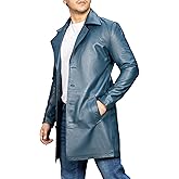 Jild Leather Trench Coat Men - 3/4 Length Casual Car Coat Style Lambskin Long Leather Jacket Men