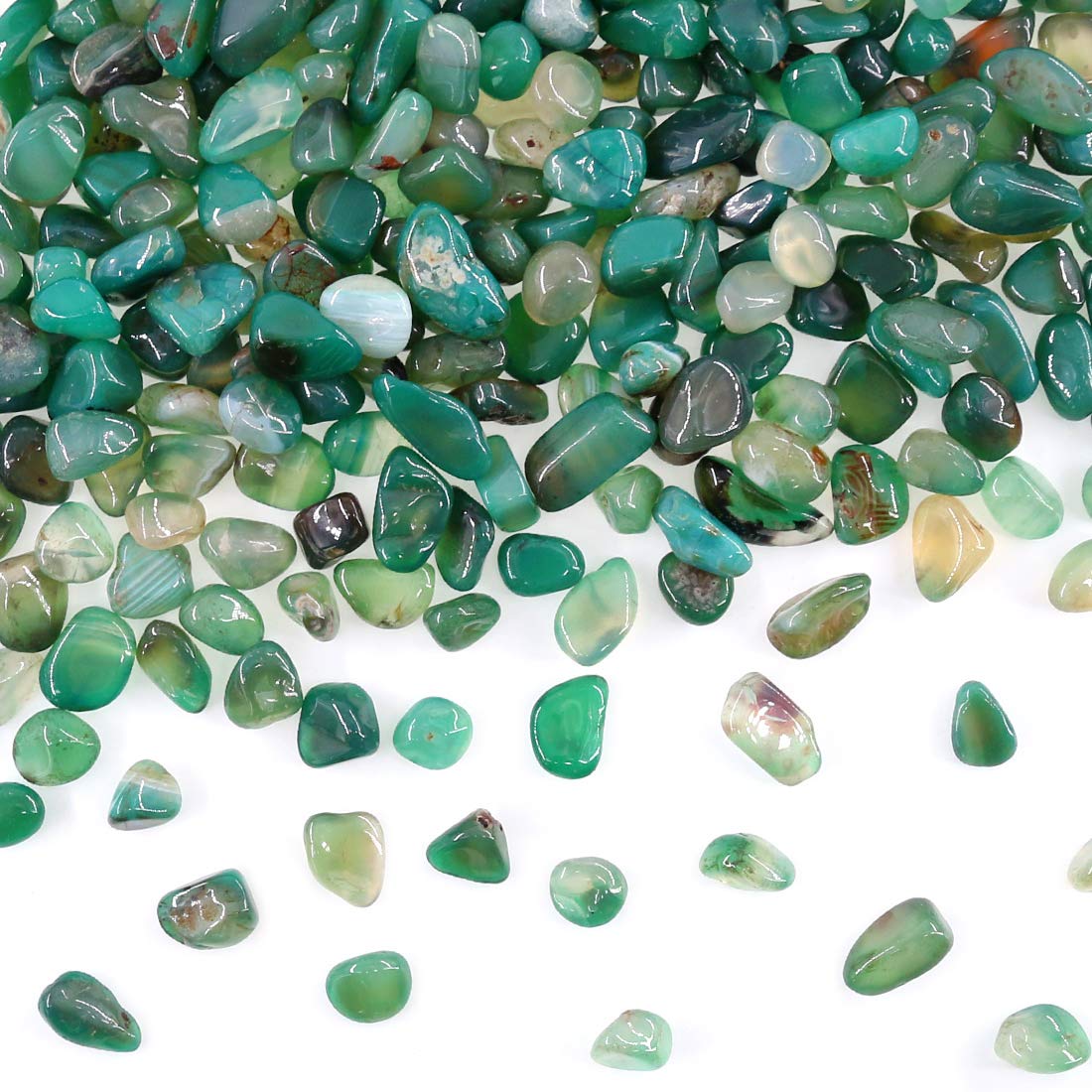 Swpeet 1Pound Marine Milky Agate Bulk Stone Large Gemstone Crushed Pieces 0.35-0.5" inch Tumbled Stone Chips Crushed Natural Crystal Quartz Perfect for Jewelry Making Home Decoration, stone