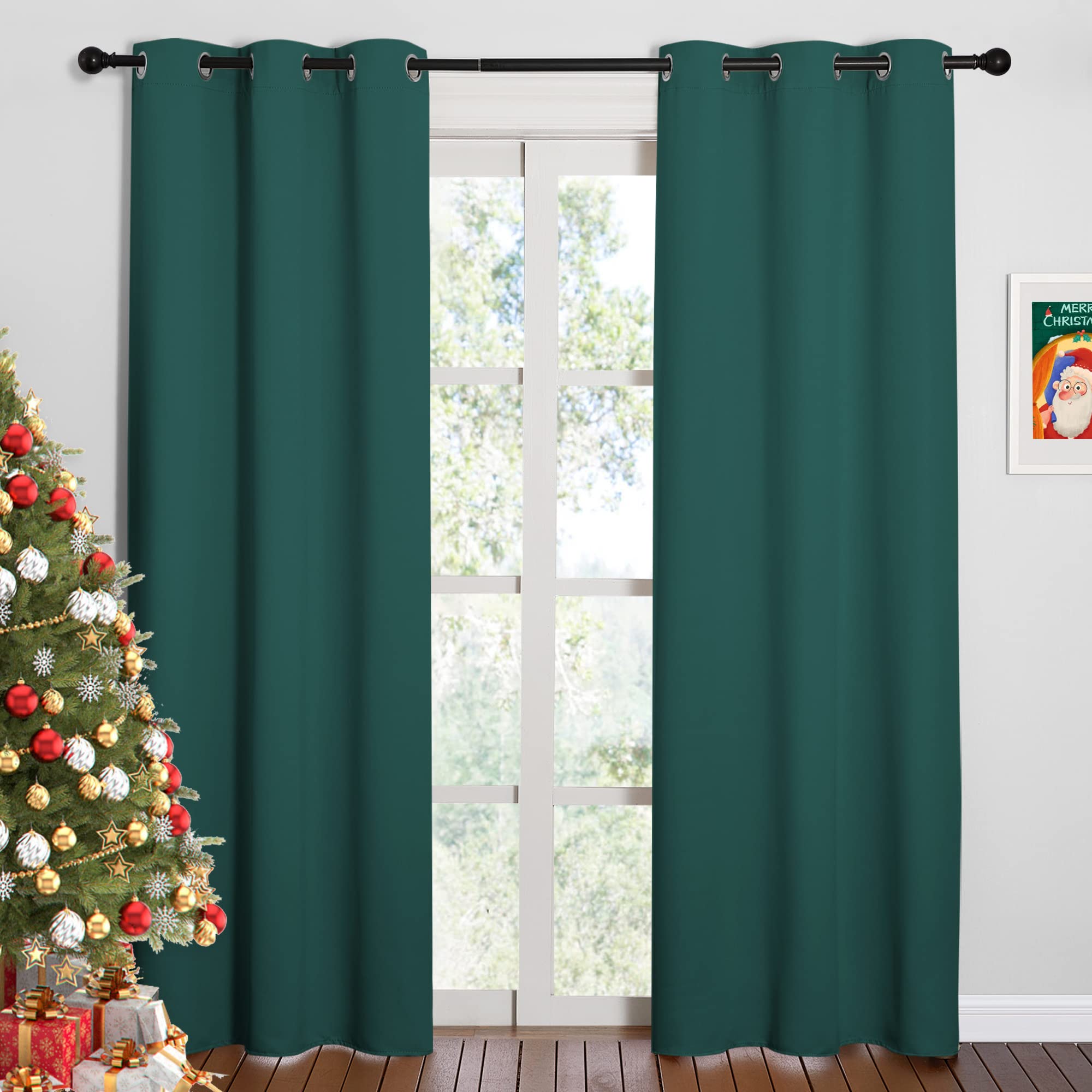 NICETOWN Christmas Thermal Insulated Solid Grommet Blackout Curtains/Drape for Living Room (Hunter Green, 1 Pair, 42 by 84-Inch) Image NICETOWN Christmas Thermal Insulated Solid Grommet Blackout Curtains/Drape for Living Room (Hunter Green, 1 Pair, 42 by 84-Inch) Image