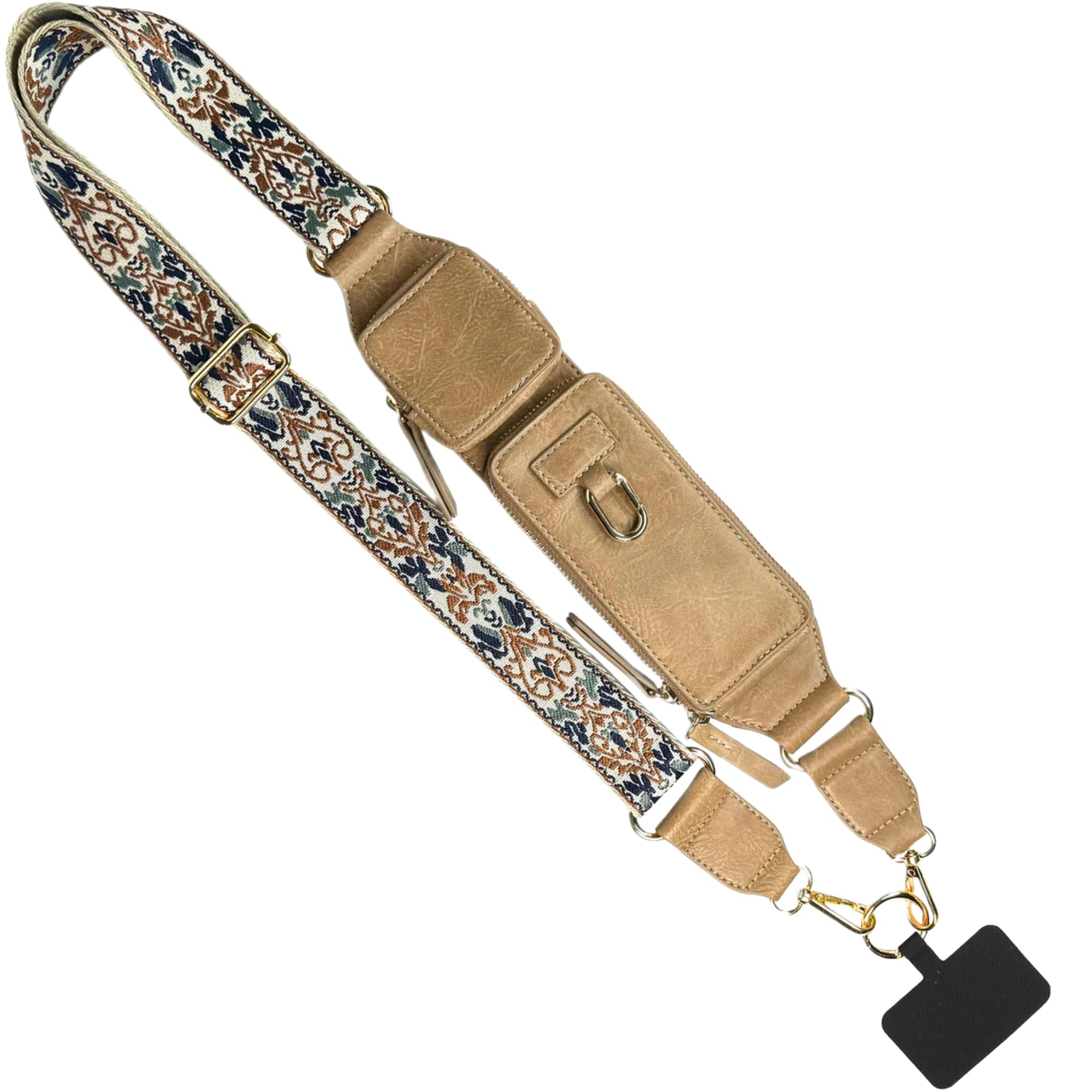 Save the Girls Zip & Clips Phone Lanyard Crossbody with Wallet for Women (Cappuccino) – Stylish and Lightweight Vegan Leather Phone Strap, Hands-Free and Adjustable Cell Phone Crossbody Lanyard