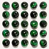 NCB 100pcs Original Natural Stone Beads Gemstone Round Loose Beads 6mm 8mm 10mm (Green Tiger's Eye, 6mm 100Beads)