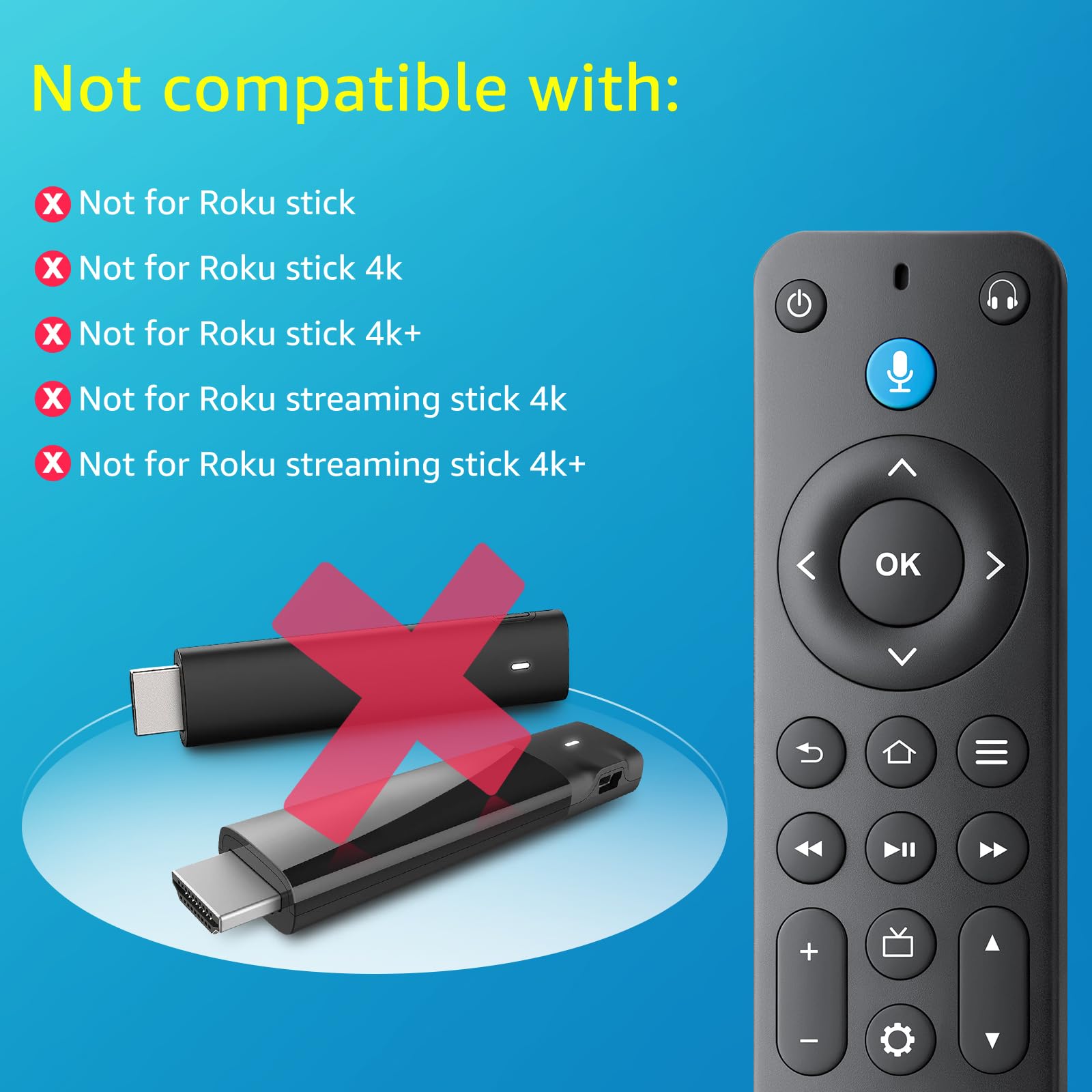 Replacement Voice Remote Control for Fire Stick/Amazon Fire Smart TVs(1st / 2nd / 3rd Gen)