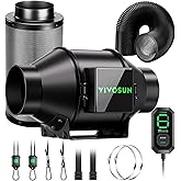 VIVOSUN Smart Air Filtration G4 Kit 4", AeroZesh G4 Inline Duct Fan with E12 Speed Controller, Carbon Filter & 8' Ducting, Co