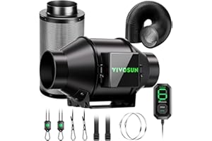 VIVOSUN Smart Air Filtration G4 Kit 4", AeroZesh G4 Inline Duct Fan with E12 Speed Controller, Carbon Filter & 8' Ducting, Cooling & Ventilation System for Grow Tents, Indoor Gardening, Hydroponics