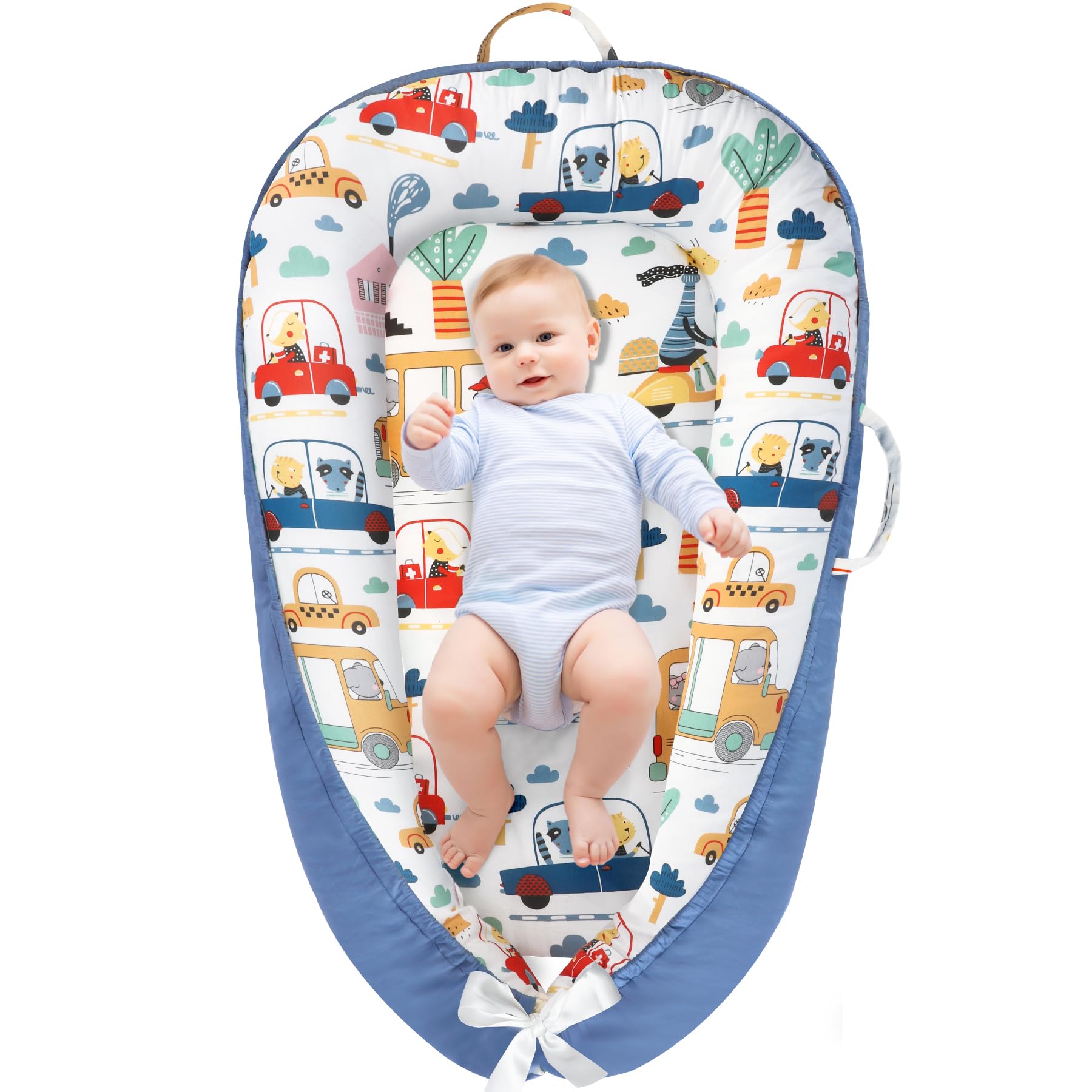 URMYWO Baby Lounger - Baby Lounger for Newborn, Breathable & Soft Baby Nest Cover Co Sleeper for Baby 0-24 Months, Babies Essentials Gifts, Portable Infant Lounger Baby Floor Seat for Home and Travel