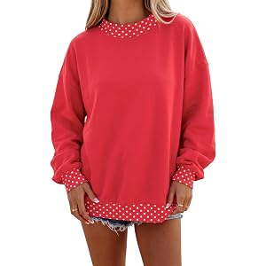 Lunoakvo Women Polka Dot Mockneck Sweatshirt Y2k Long Sleeve Pullover Top | Preppy Oversized Graphic Loose Sweatshirt, Color