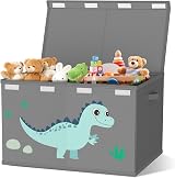 VERONLY Large Toy Storage Box with Lids Grey 83L Foldable 2 Handles