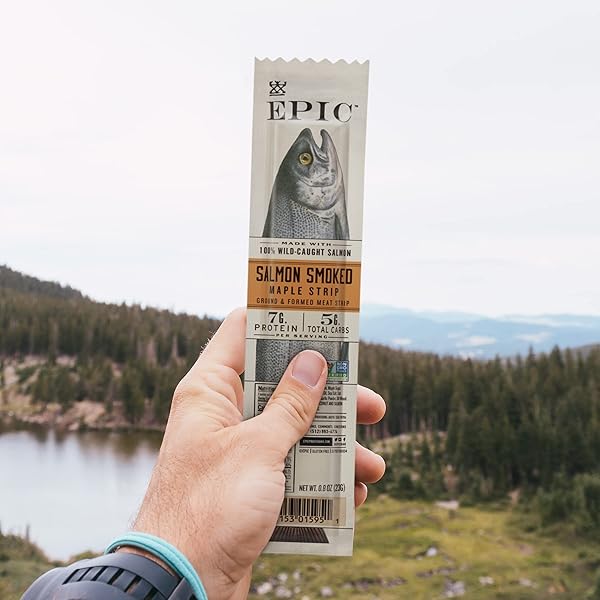 EPIC SMOKED SALMON STRIPS, WILD CAUGHT, PALEO FRIENDLY, 20 CT, 0.8OZ STRIPS