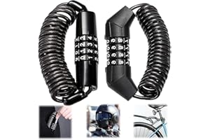 Noamus 2 Pack Motorcycle Helmet Locks, 4 Digit Bike Cable Lock, Tough Combination PIN Locking Device, 59In Retractable Bicycle Wheel Security Locking Chain for Luggage Stroller Motorbike Scooter