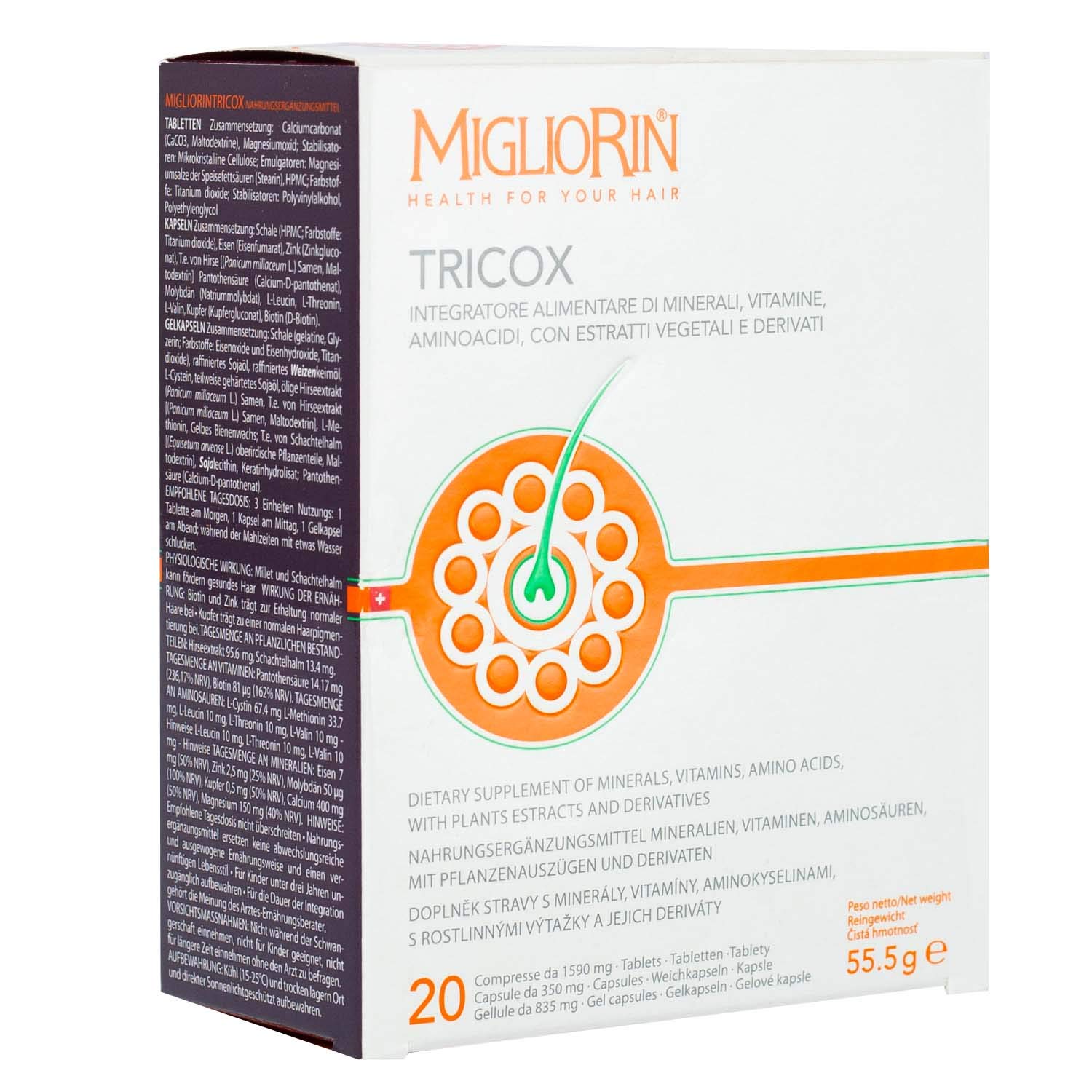Migliorin Tricox 20 Tav + 20 Gel. + 20 Caps. Buy Online in United Arab
