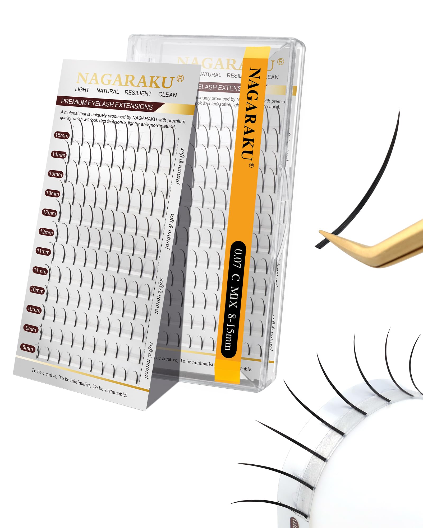 NAGARAKU Premade Spikes Eyelash Extension Supplies Wispy Lash Supplies Spikes Fans Super Thick Eyelash Spikes Individual Lashes Fairy Eyelashes Matte Black for Self Application（0.07mm C Curl 8-15mm）
