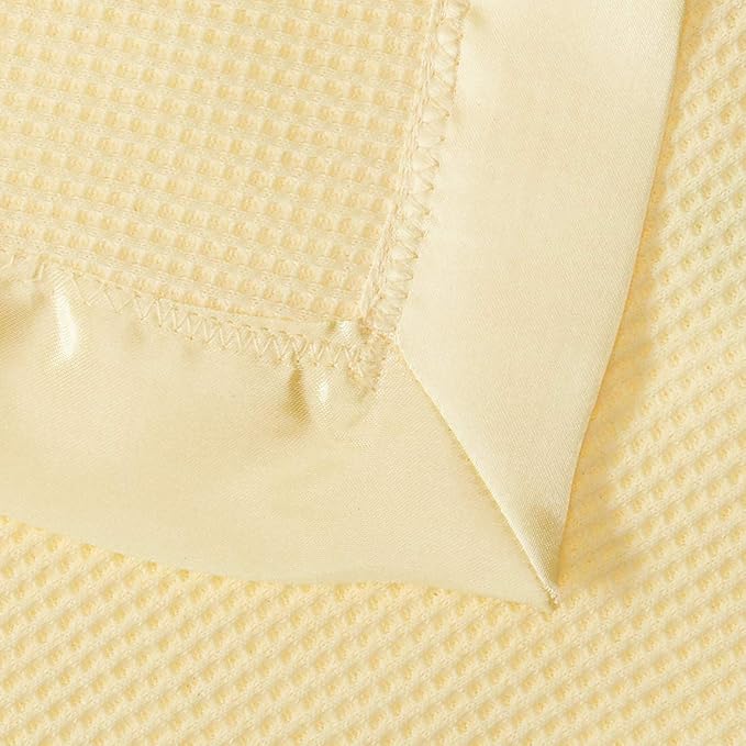 Thermal Waffle Weave Baby Blanket With Satin Nylon Trim Yellow Baby Amazon Com