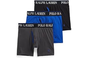 POLO RALPH LAUREN Men's 4D Flex Cooling Microfiber Boxer Briefs, Long Leg & Trunks Available, 3-Pack