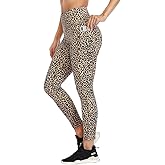 RAYPOSE Womens Workout Leggings With Pockets For Women 7/8 Plus Size Yoga Pants Women Printed Exercise Gym Brown Leopard Print Small