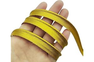 YOOGCORETT 16 Yards Yellow Polyester Satin Bias Piping Type, Maxi Piping Trim, Bias Type with Cord, Welting Cord, for Sewing Lip Cord Trim, Clothing Accessories,Upholstery Piping Trim12mm (1/2 Inch)