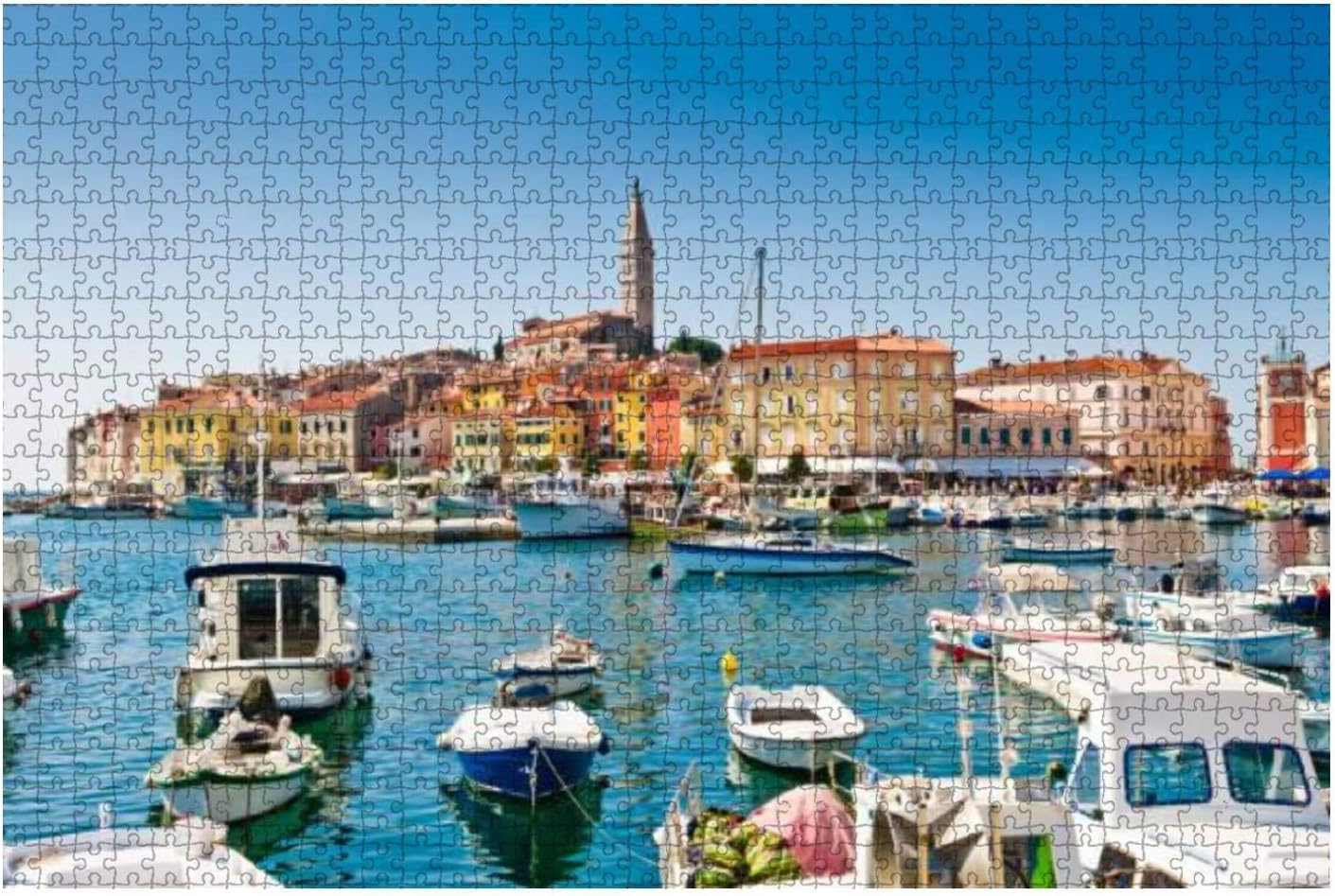 500 Piece Old Town, rovinj Harbor, Croatia Colorful seas and Pictures Large Piece Jigsaw Puzzles for Adults Educational Toy for Kids Creative Games Entertainment Wooden Puzzles Home Decor