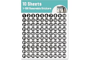 STARLIBOO Black Consecutive Number Stickers 1 to 100, 1000Pcs-1 inch Vinyl Self Adhesive Removable Numbered Label, Ideal for Inventory, Storage, Organizing, Boxes, Bins, Toolbox,Indoor/Outdoor