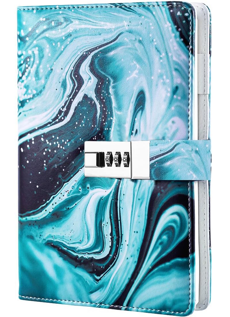 Dzhzal Diary with Lock for Girls Boys and Women Lockable Leather Journal with Combination Lock Refillable Lined Paper Locking Diaries A5 — image 1