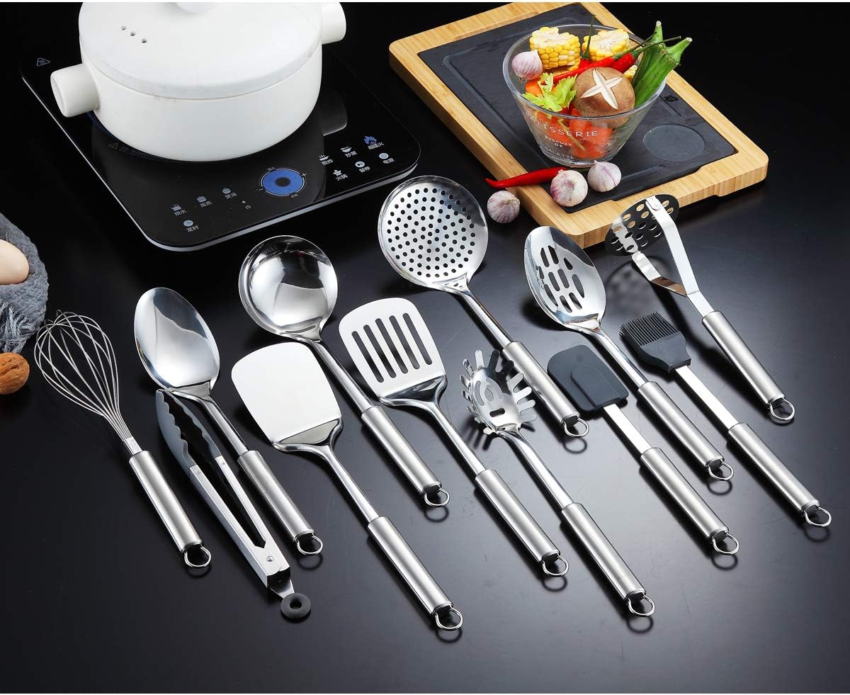 Berglander Stainless Steel Kitchen Utensil 12 Piece, Cooking Spoon, Kitchen Tools Cooking Utensil (12 Pieces) - Image 5